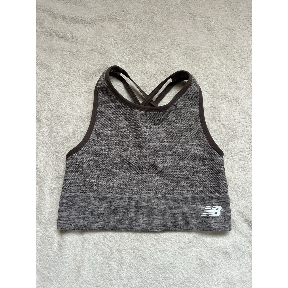 New Balance brown and cream sports bra Size S pockets for padding
